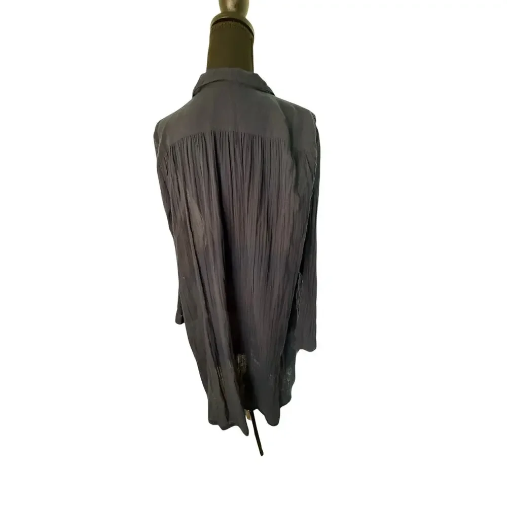 J.Jill Navy Gauze Button Front Cover Up Tunic Dress Size Large Lightweight
